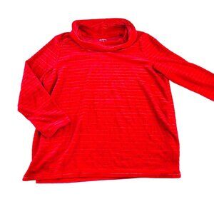 Kim Rogers XL Red Striped Long Sleeve Cowl Neck Sweater